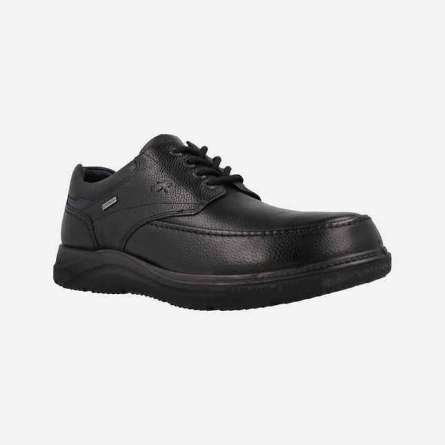 Denver laced shoes in black leather with FluchosTEX membrane