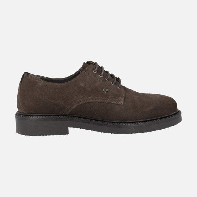 Royston man laced shoes in brown suede with thick outsole