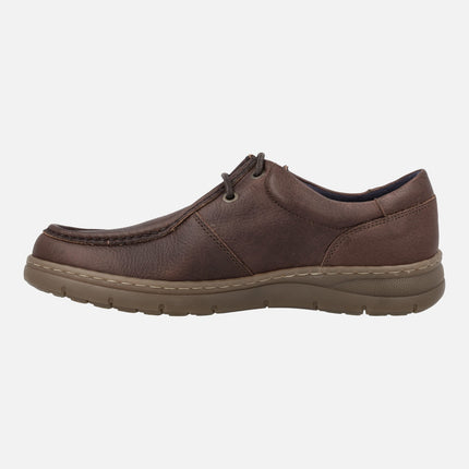 Zapatos de cordones para hombre estilo wallabee en piel marrón