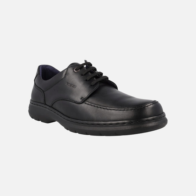 Men's Black leather comfot shoes with laces