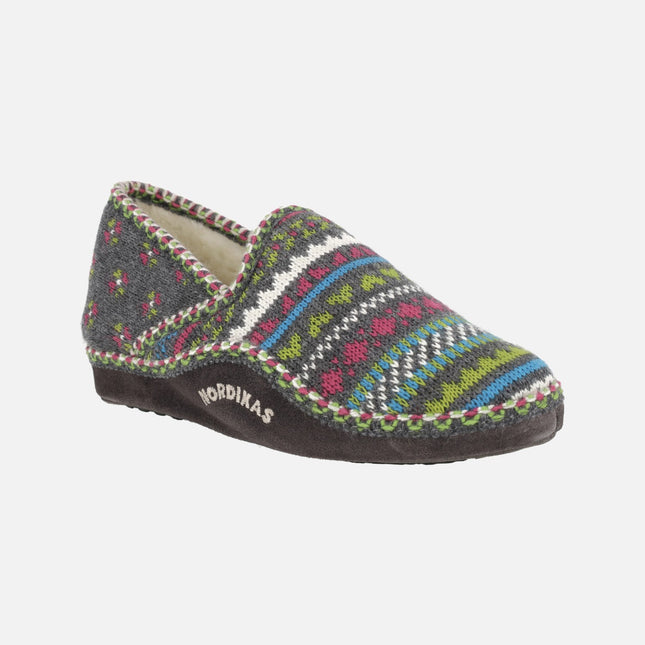 Classic multicolored wool women's house slippers