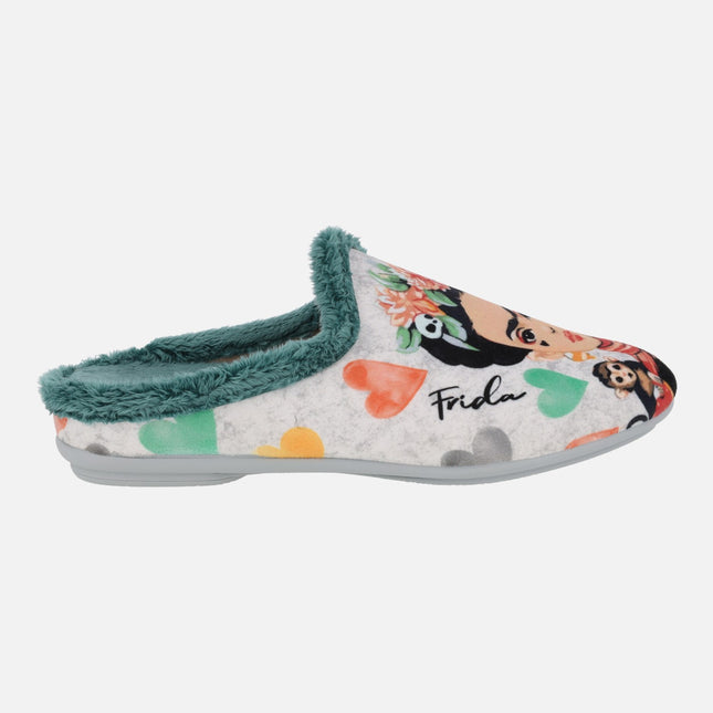 Frida women's house slippers with message