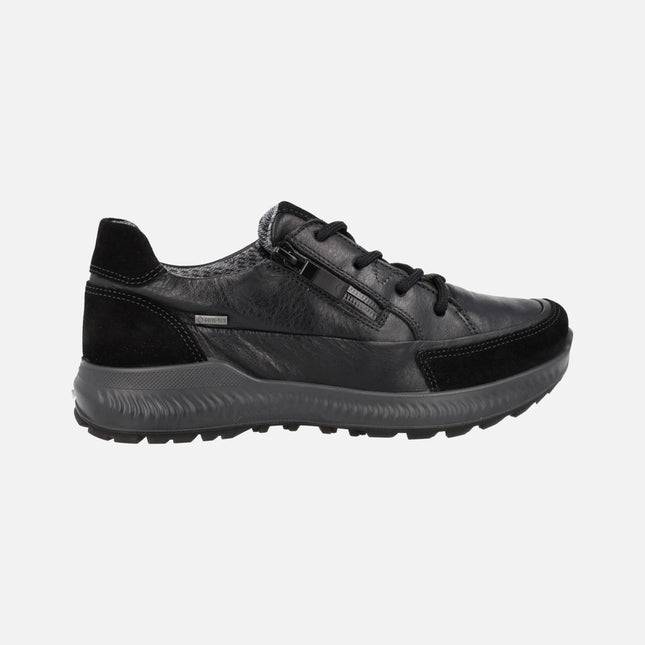 Black Laced Shoes For Women With Gore-Tex Membrane