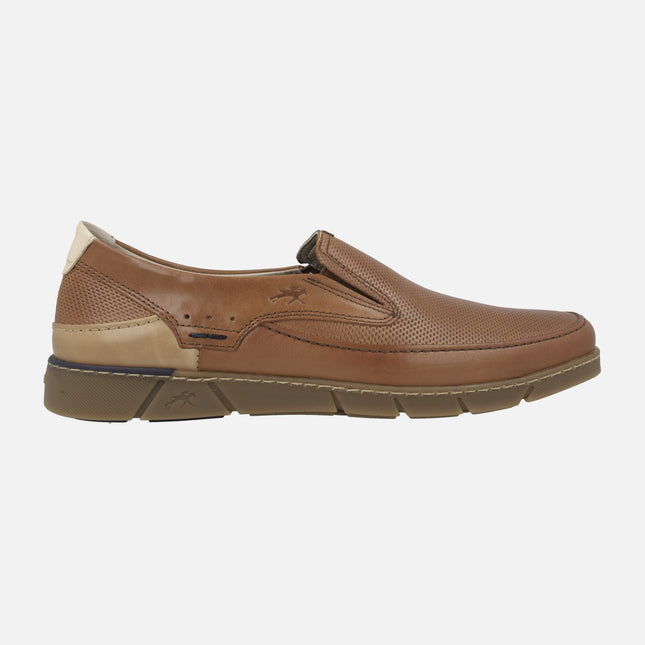Comfort moccasins in camel leather with elastics