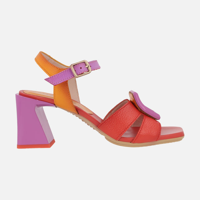 Heeled Sandals with buckle ornament