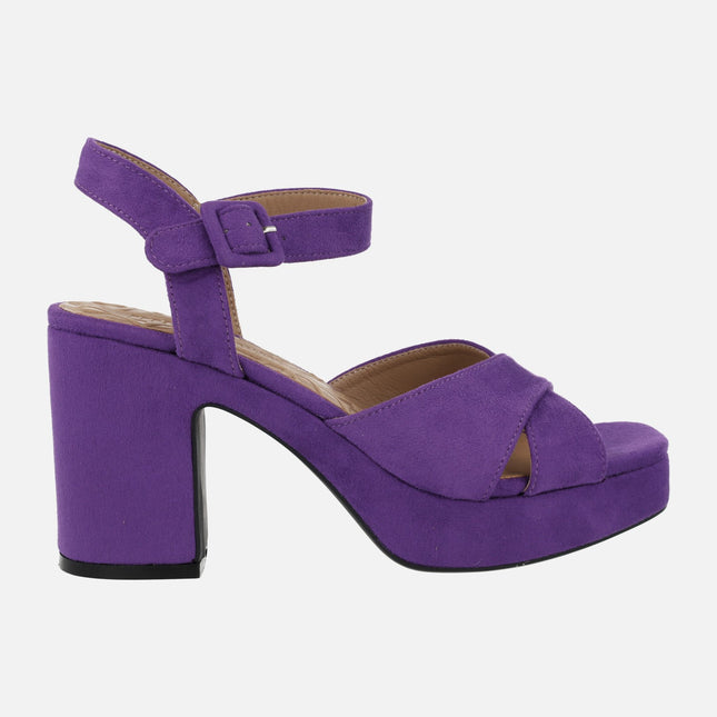 Britt Heeled Sandals in violet fabric