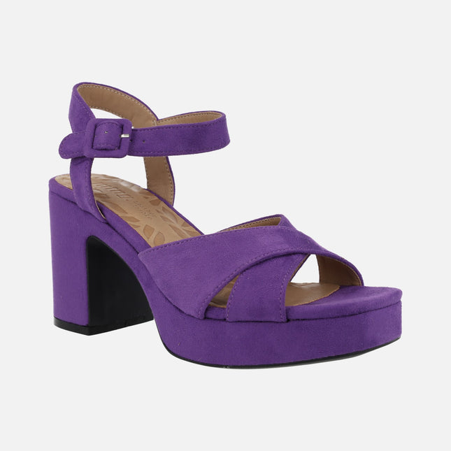 Britt Heeled Sandals in violet fabric