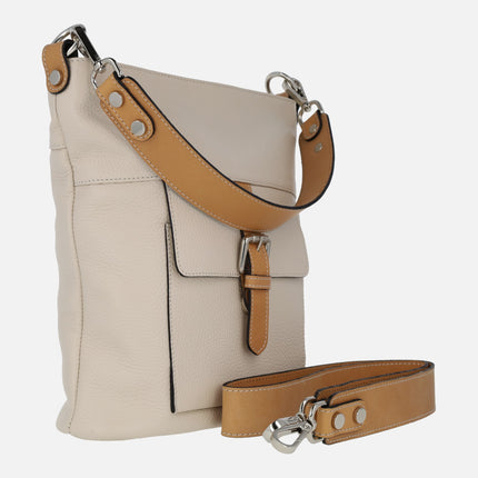 Leather Shoulder bags with front pocket and buckle
