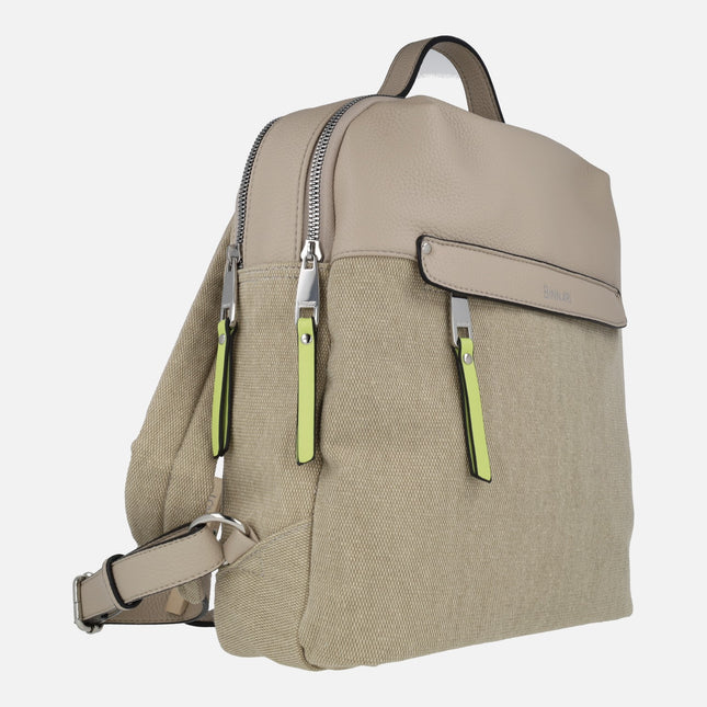 Cloe Multimaterial backpacks in Beige combination