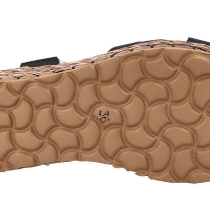 Leather sandals with Tiziana raffia platform