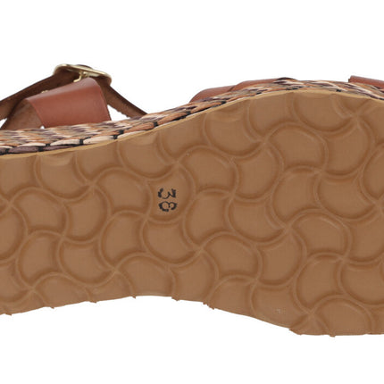 Sandalias de piel con platafoma de rafia Tiziana