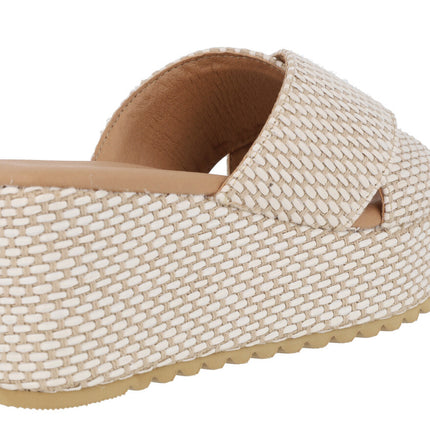 White Beige Bicolor Sandals with platform