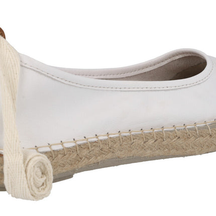 Esparto shoes in white bicolor combined and camel with ribbons