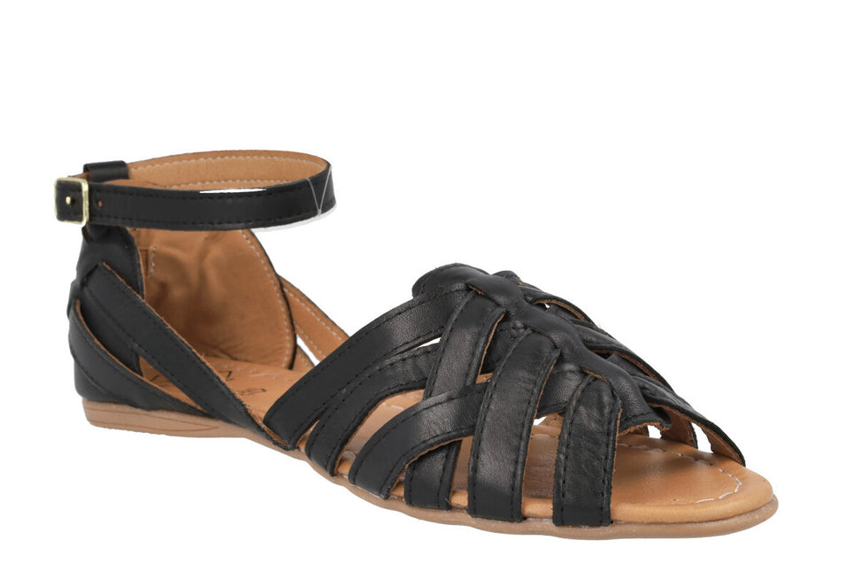 Sting leather sandals with ankle bracelet