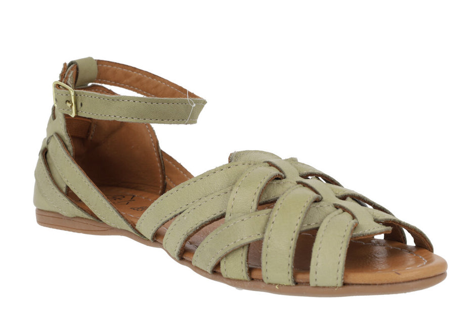 Sting leather sandals with ankle bracelet
