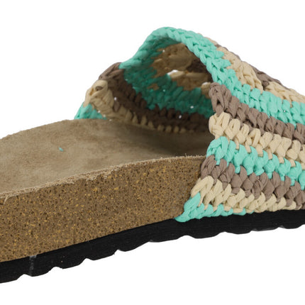 Crochet fabric sandals in combined Aqua