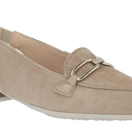 Dersalonated Moccasins for Women in Beige with metallic ornament