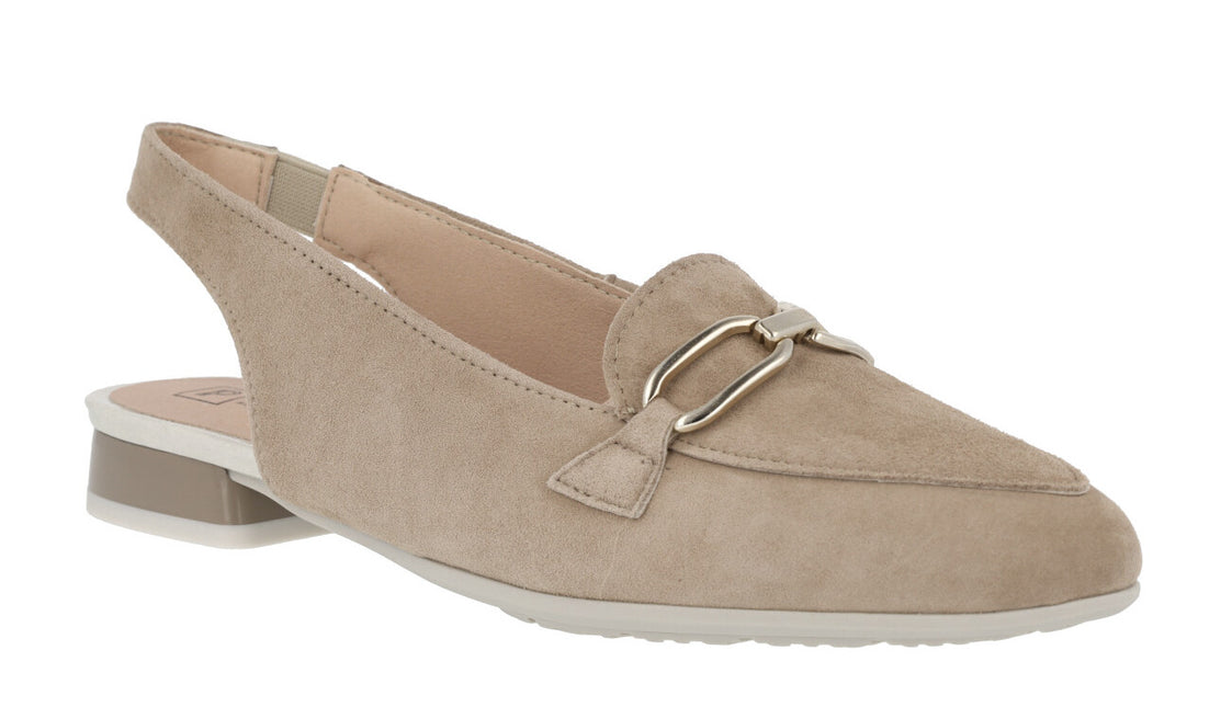 Dersalonated Moccasins for Women in Beige with metallic ornament