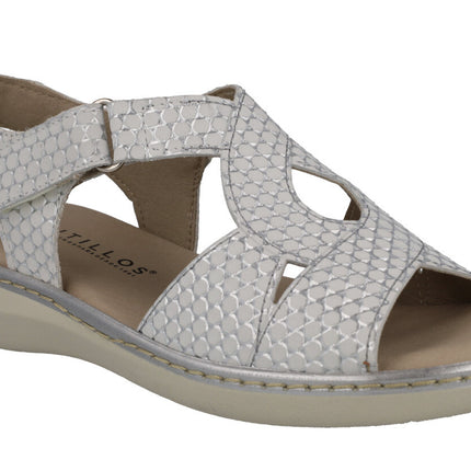 Comfort sandals in combined silver with removable templates