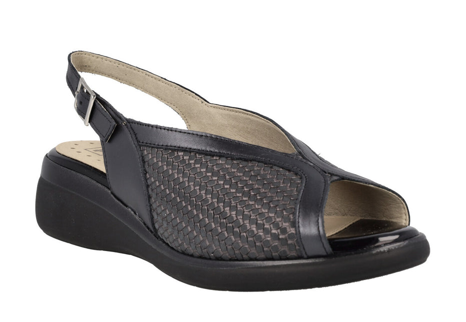 Sandalias confort en combinado negro para mujer – Zapaterías Cortés