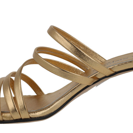 Leather sandals with fine strips and luna heel