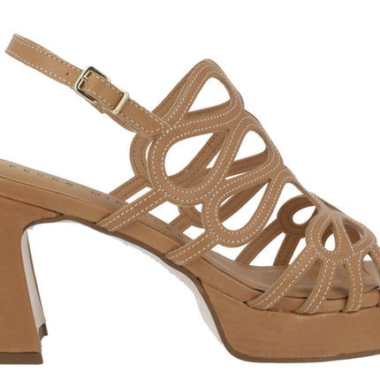 Leather sandals ASAN with wide heel and platform
