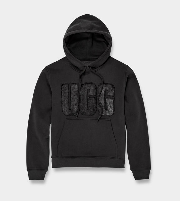 Sudadera negra con capucha UGG Rey Fuzzy Logo