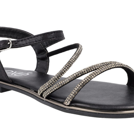 Flat strips sandals with Strass