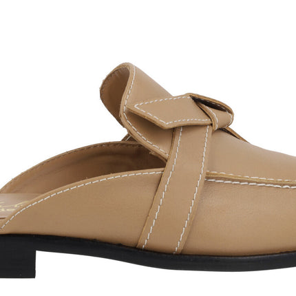 Camel leather clogs with knot detail