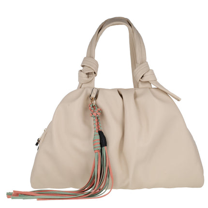 Beige handbag with Maxi Multicolor Bas