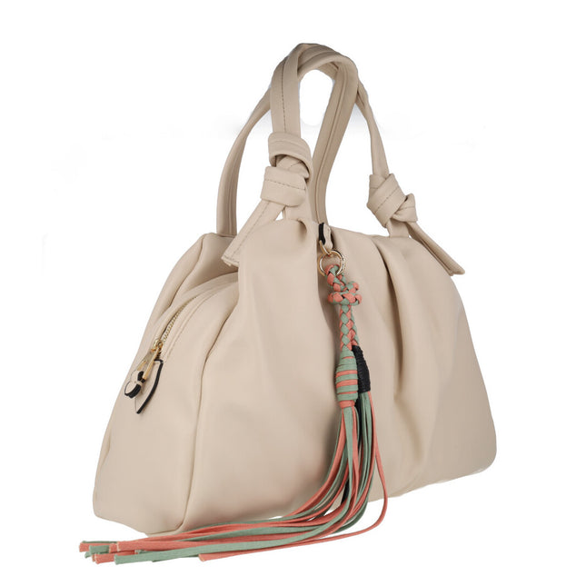Beige handbag with Maxi Multicolor Bas