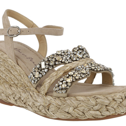 Rafia jewel sandals with rhinestones