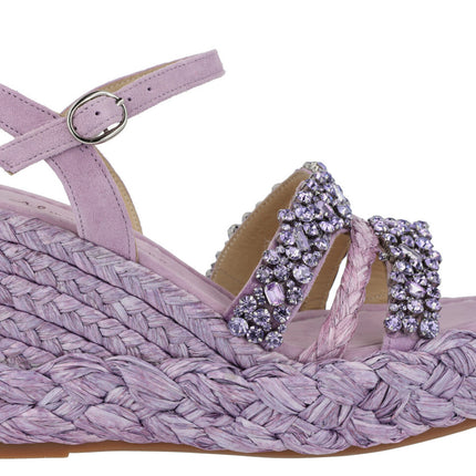 Rafia jewel sandals with rhinestones