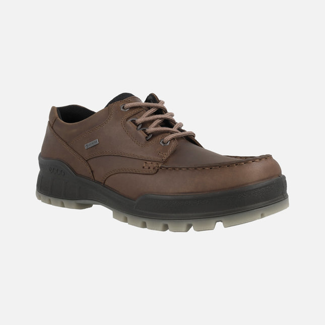 Brown leather laced shoes ecco track 25 m low gtx lea
