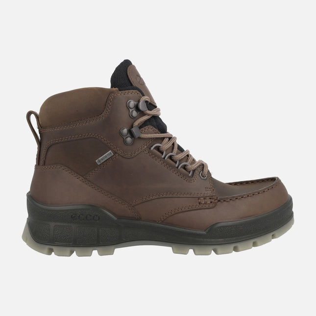Men's Brown leather boots ecco track 25 m mid gtx lea