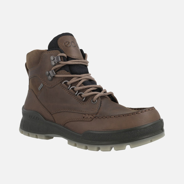 Men's Brown leather boots ecco track 25 m mid gtx lea