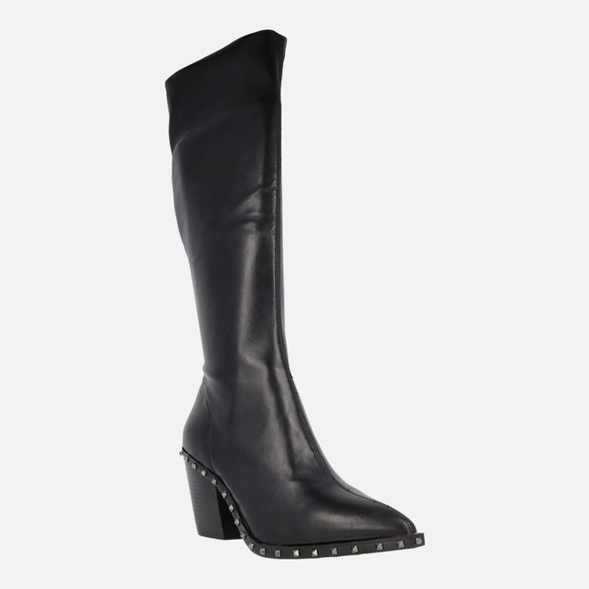 Black Boots Belita with elastic leg and cowboy style