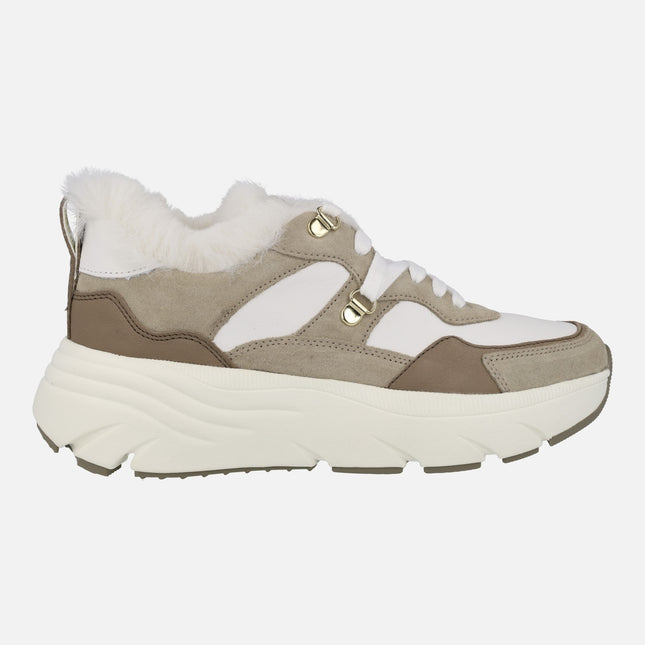 Diamanta Women's Sneakers in White and Beige Combined