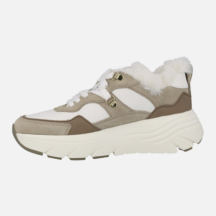 Diamanta Women's Sneakers in White and Beige Combined
