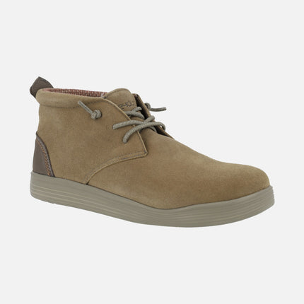 Jo suede men's boots in suede with elastic laces