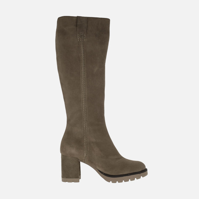 Viguera women's high boots in Taupe Suede