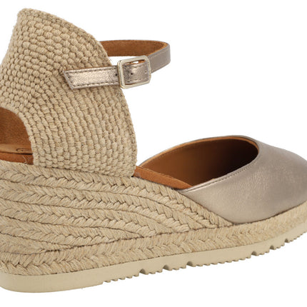 Cáceres espadrilles in metallic leather with ankle bracelet