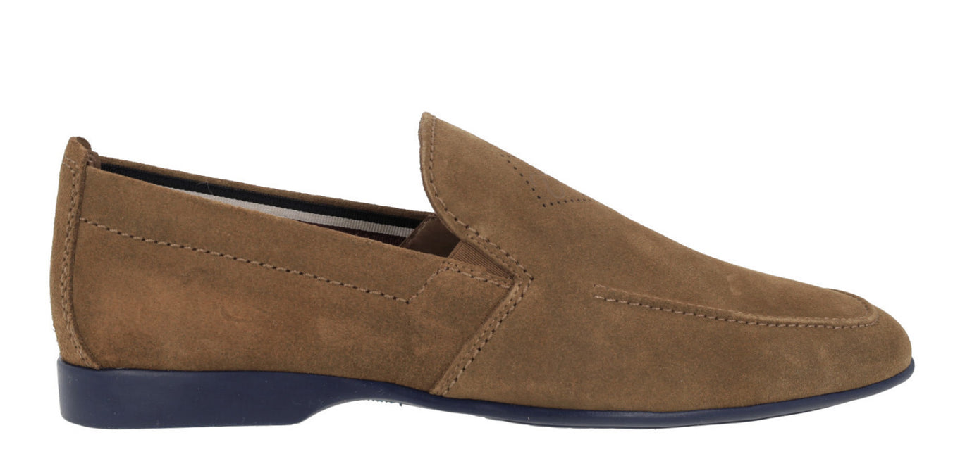 Suede moccasins with elastic and fine rubber floor