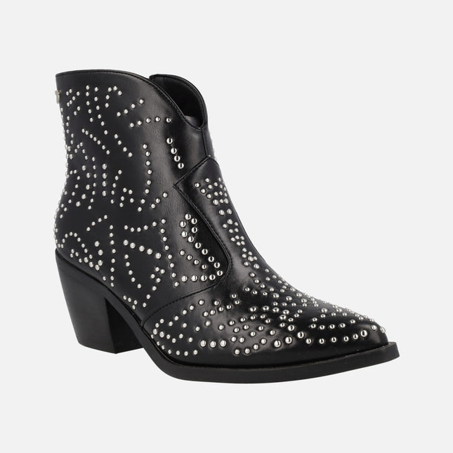 Gioseppo Struer women's cowboy boots in black leather with studs