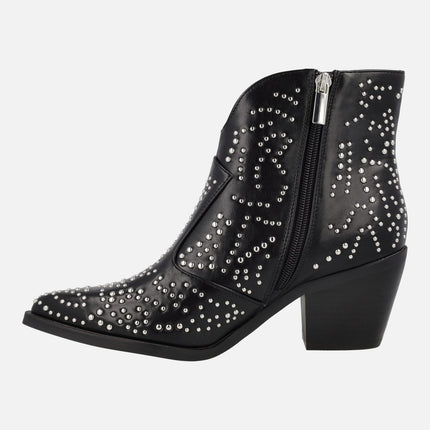 Gioseppo Struer women's cowboy boots in black leather with studs
