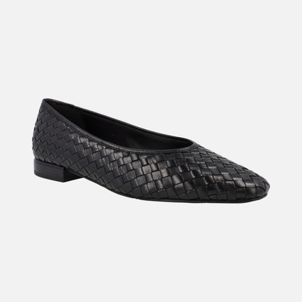Gioseppo Bognes black leather braided flats for woman