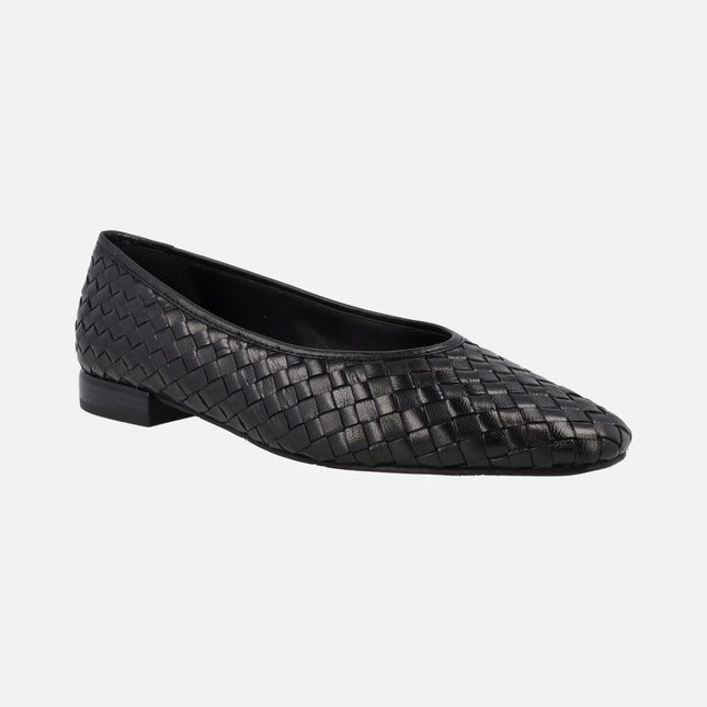 Gioseppo Bognes black leather braided flats for woman