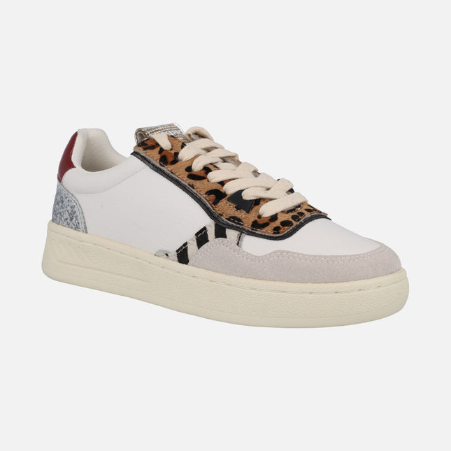 Gioseppo Bowdle women's white sneakers with animal print