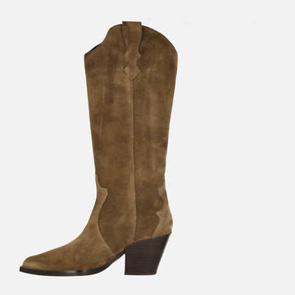 VERMONT brown suede high cowboy boots