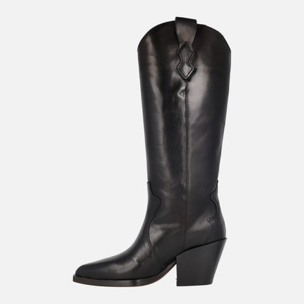 Vermont high black leather cowboy boots